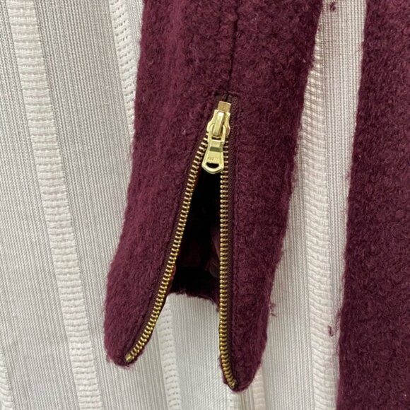 Guess‎ Los Angeles Fuzzy Pea Coat Wine Burgundy Size M - Picture 12 of 16